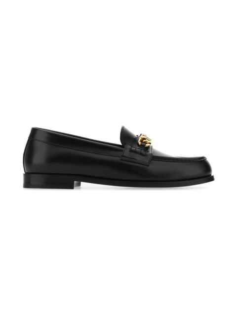 Valentino Black Leather Vlogo Chain Loafers