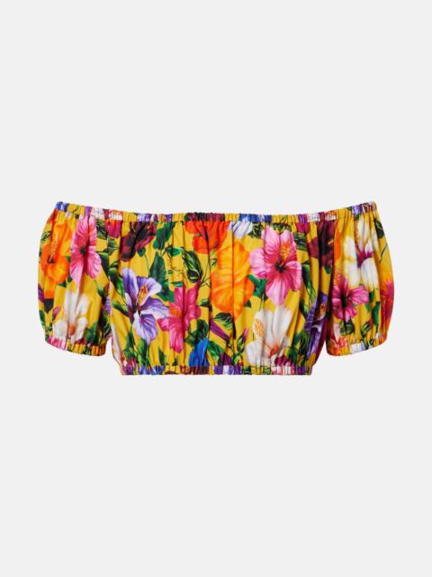 Dolce & Gabbana Floral off-shoulder cotton crop top