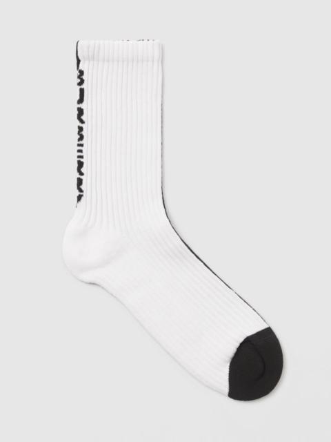 Burberry Logo Intarsia Two-tone Stretch Cotton Socks