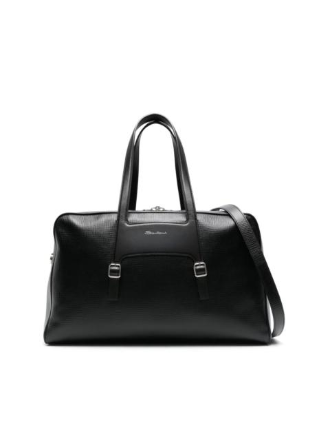 Santoni zip-up leather luggage bag