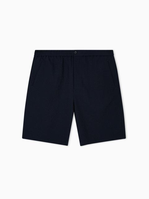 EMPORIO ARMANI ICON TECHNICAL SEERSUCKER BERMUDA SHORTS