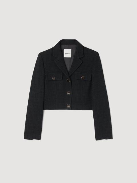Sandro CROPPED TWEED BUTTON-UP JACKET