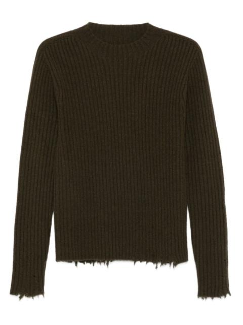 UMA WANG ribbed frayed-edge jumper
