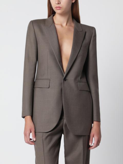 SAINT LAURENT Single-breasted jacket in taupe virgin wool