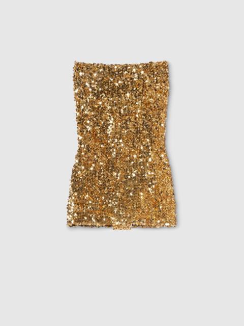 GUCCI Embroidered sequin elastic fabric jumpsuit