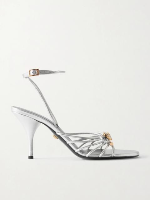 VERSACE Embellished Metallic Leather Sandals