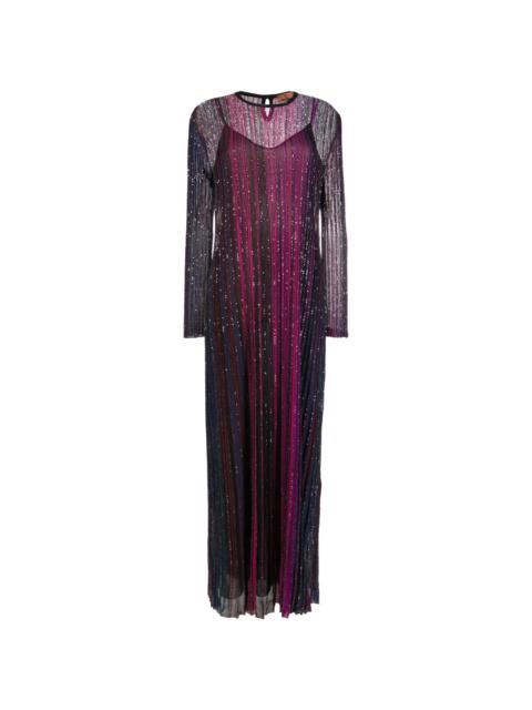 sequin-embellished pleated maxi dress