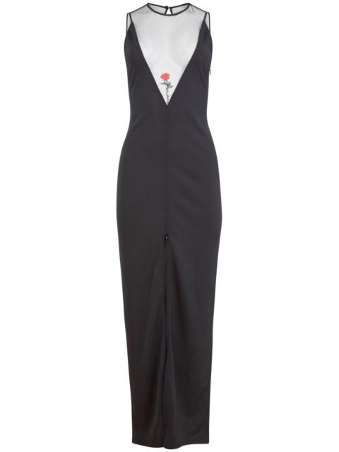 Fleur du Mal rose-embroidered maxi dress