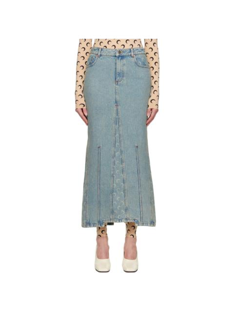 Marine Serre Blue Moon Laser Denim Maxi Skirt