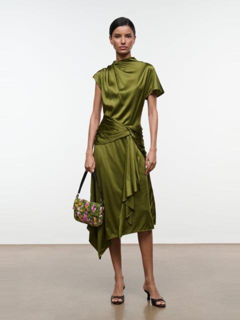 STAUD STAUD DAVINA SILK DRESS PEAR