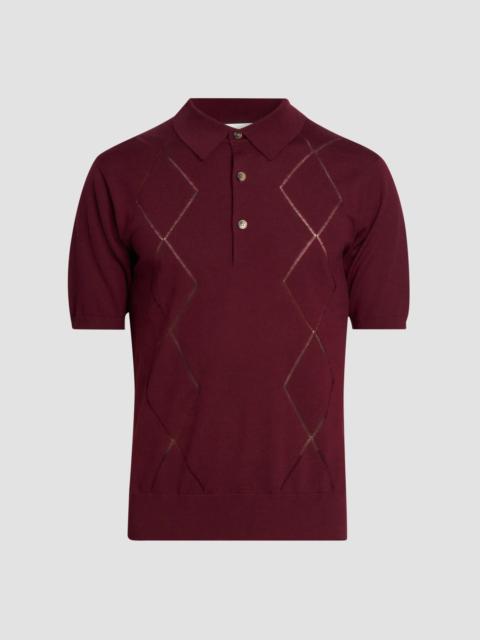 Dries Van Noten Men's Argyle Cotton Polo Shirt - Wine