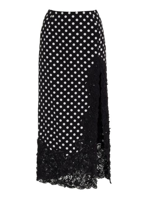 Embellished Silk Midi Skirt black/white