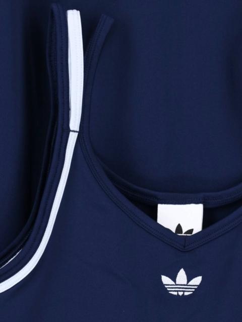 adidas logo-embroidered striped-trim dress