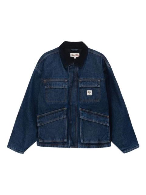 ジャケット・アウター STUSSY SHOP JACKET WASHED CANVAS Stüssy Stussy Washed Canvas Shop Jacket 'Blue' 115688
