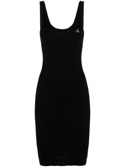 Orb logo-embroidered ribbed mini dress