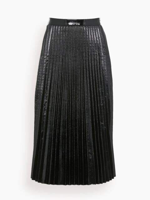 Proenza Schouler Lacquered Canvas Pleated Midi Skirt in Black