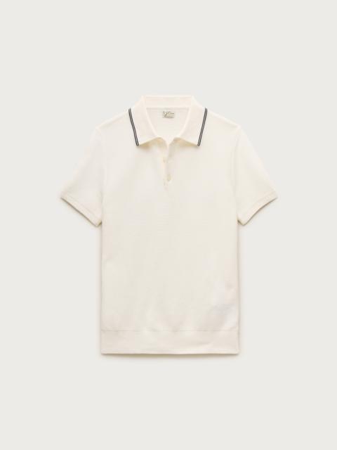 J.CREW Short-sleeve tipped sweater-polo in Pima cotton