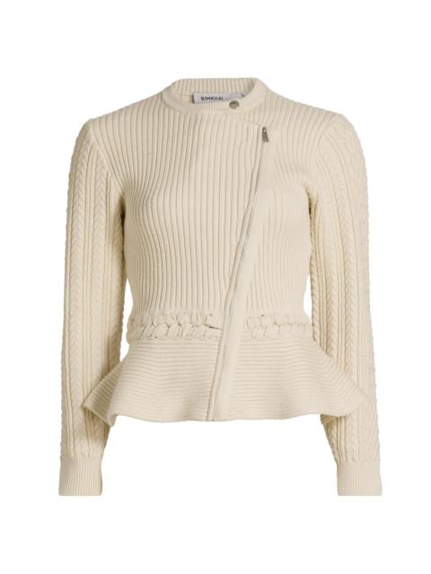 SIMKHAI Women's Andi Knit Peplum Jacket - Stone