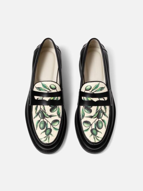 DUKE + DEXTER Wilde Olive Raffia Penny Loafer - Men's