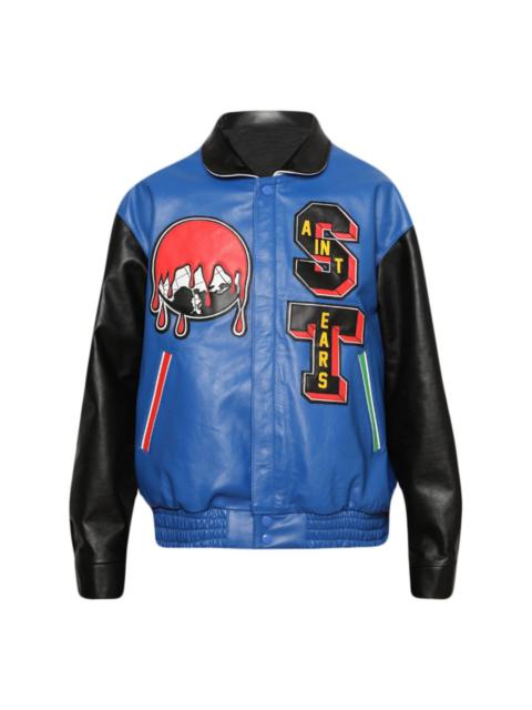 SAINT M×××××× x Denim Tears leather varsity jacket | REVERSIBLE