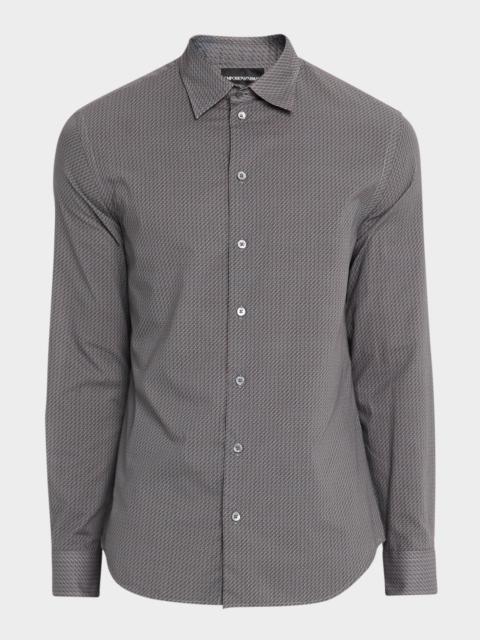 EMPORIO ARMANI Men's Cotton Diagonal Wave Sport Shirt