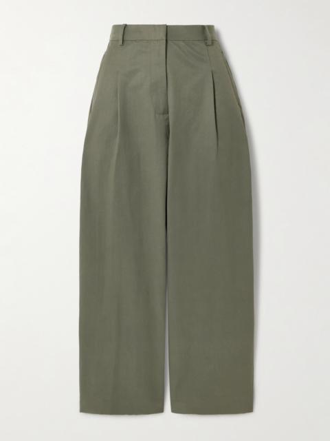 ST. AGNI Pleated Cotton-blend Tapered Pants