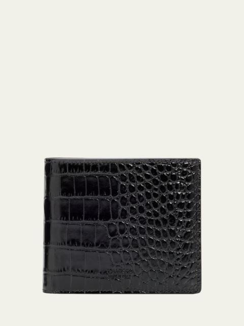 TOM FORD Men's Exotic Line Croc-Effect Bifold Wallet