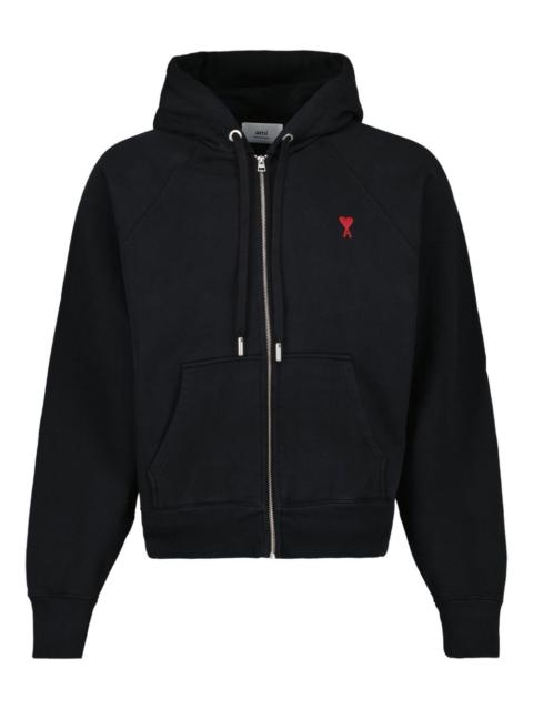 AMI Paris Ami de Coeur-embroidered zip-up hoodie