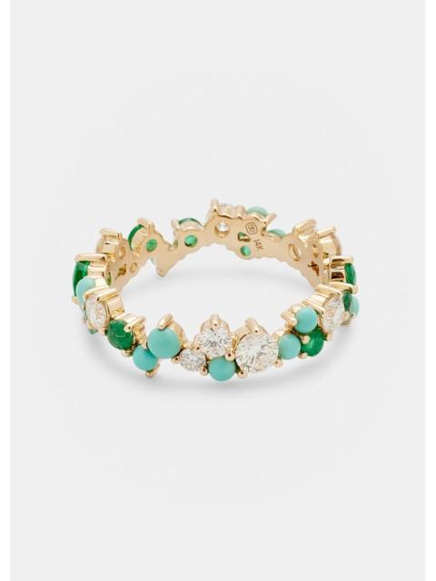 SYDNEY EVAN 14K Yellow Gold Tri-Stone Statement Eternity Ring