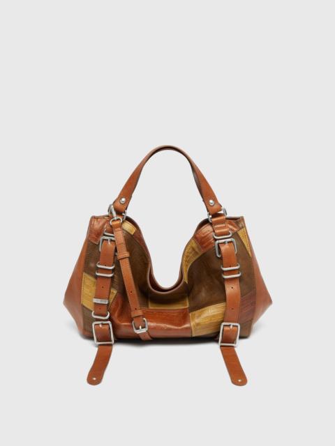 Diesel D-ONE-MEDIUM TOP-HANDLE BAG IN PATCHWORK LEATHER