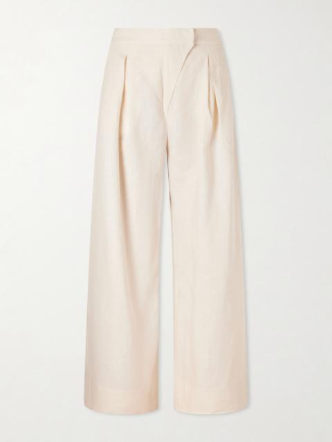ANDRES OTALORA Hydra Pleated Linen Wide-leg Pants