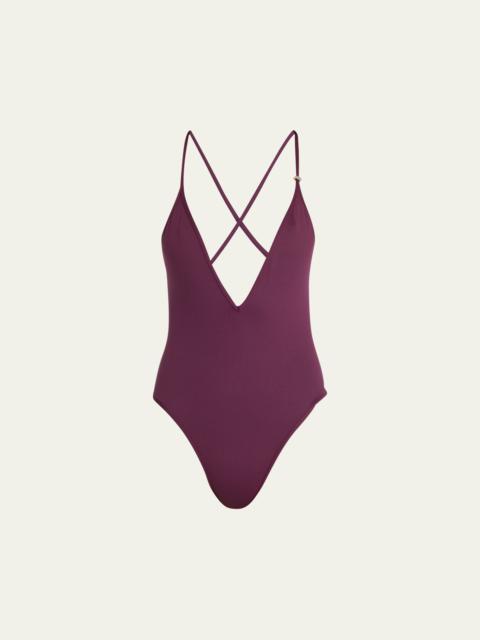 THE ATTICO Deep V One-Piece Swimsuit