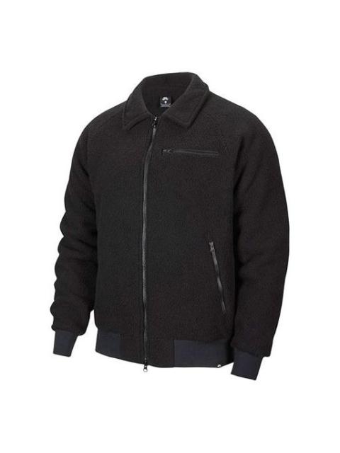 Nike Nike Solid Color Stand Collar Casual Sports Fleece Lined Jacket Black CK5286-010