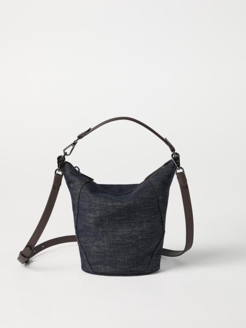 Brunello Cucinelli BC Duo small bucket bag in cotton denim-effect twill with monili
