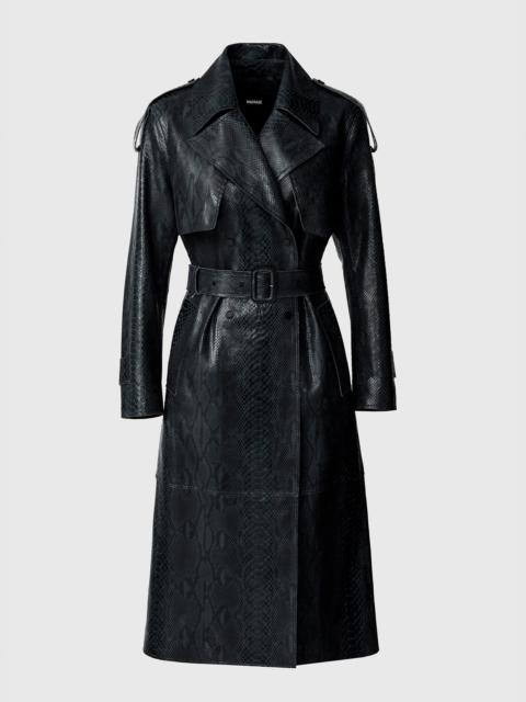MACKAGE CARMELA-SNK Snake Pattern Leather Trench with Belt