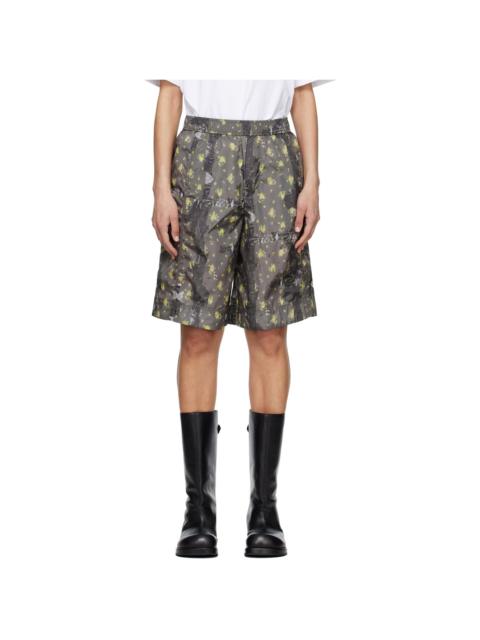 GANNI Gray Printed Flyweight Nylon Boy Shorts