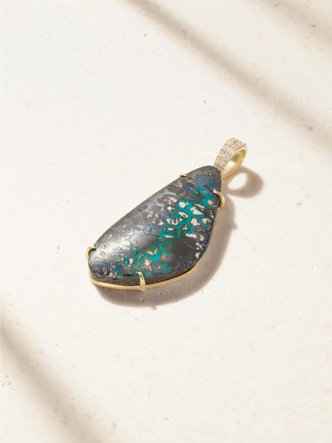 JACQUIE AICHE 14-karat Gold, Opal And Diamond Pendant