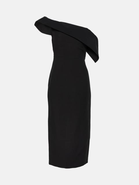 ROLAND MOURET Asymmetric wool and silk midi dress