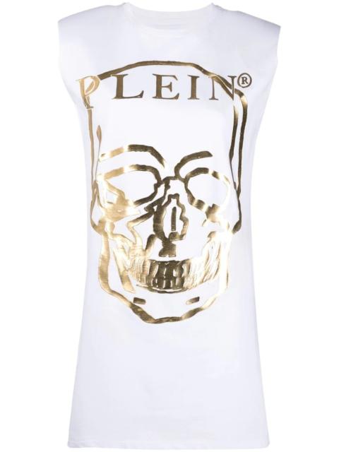 PHILIPP PLEIN metallic logo-print T-shirt dress