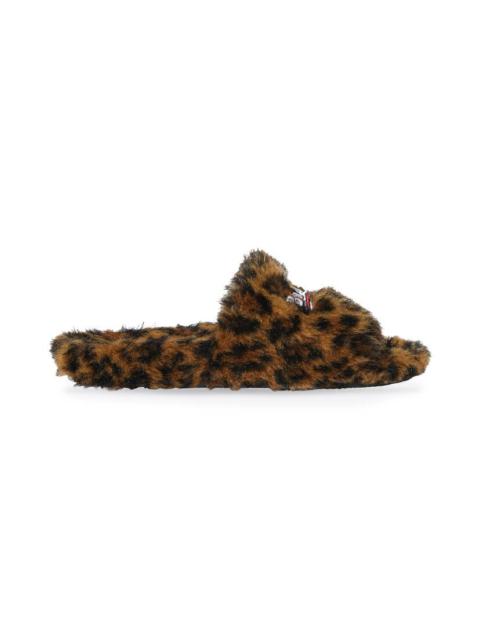 Men's Furry Slide Sandal in Beige
