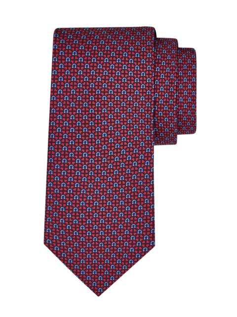 FERRAGAMO Men's Ada Gancio Woven Silk Tie - Blue Scuro Rosso