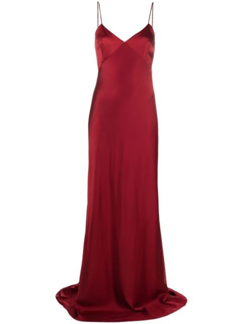 Max Mara V-neck satin gown