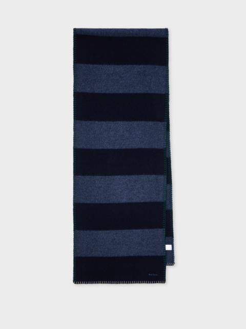 Paul Smith Navy Stripe Blanket Stitch Scarf