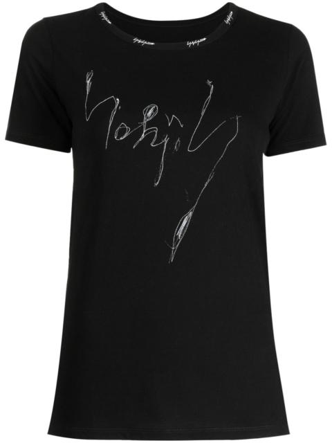 Yohji Yamamoto illustration-print logo-embroidered T-shirt