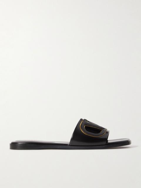 Valentino VLOGO cutout leather slides Black