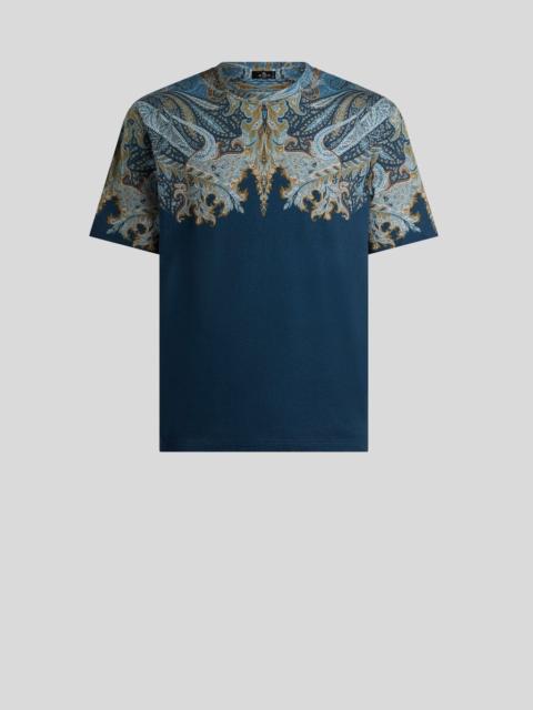 Etro COTTON JERSEY T-SHIRT WITH PLACED PAISLEY POCHETTE PRINT