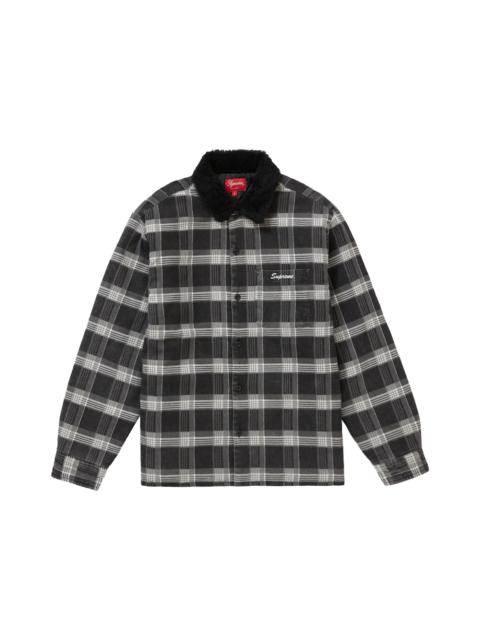 Supreme Faux Fur Collar Flannel Shirt Black