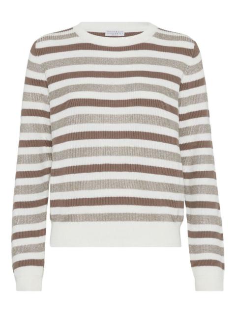 Brunello Cucinelli Striped Cotton Crewneck Sweater
