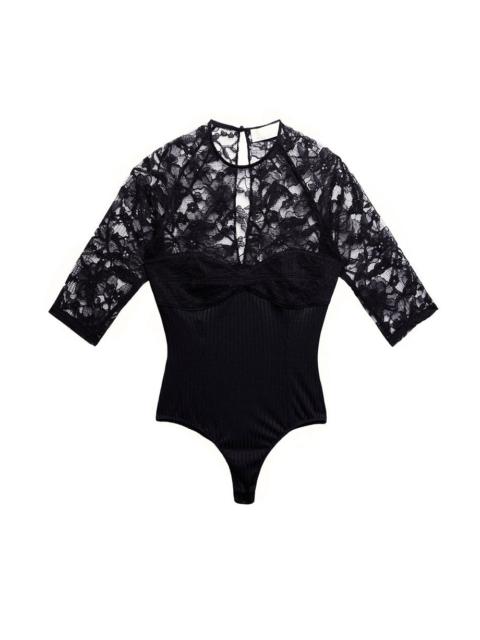 Fleur du Mal Magnolia Lace Combo Bodysuit