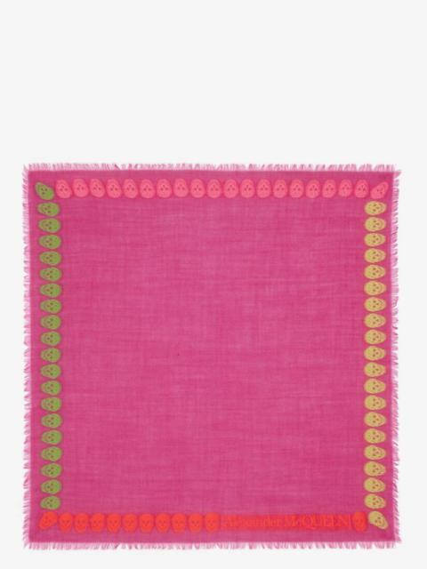 Alexander McQueen Skull Border Scarf in Magenta